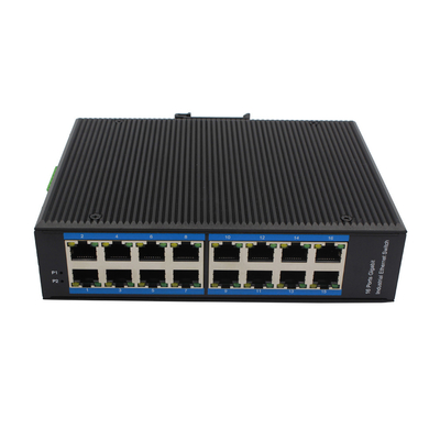 Μη διαχειριζόμενος Industrial Ethernet POE Switch 16*10/100Mbps RJ45 Port Din Rail Mount DC48V