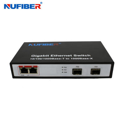 10/100/1000M μετατροπέας 2 λιμένων Rj45+2 SFP λιμένων οπτικών ινών Ethernet MEDIA διακοπτών