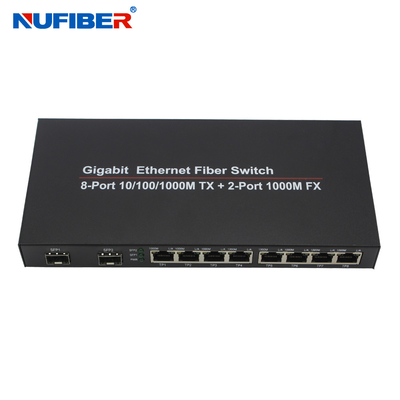 10/100/1000M μετατροπέας 8 λιμένων Rj45+2 SFP λιμένων οπτικών ινών Ethernet MEDIA διακοπτών