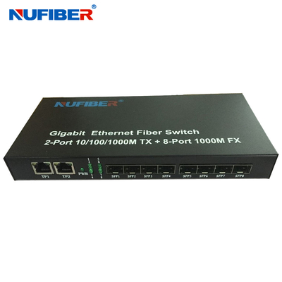 10/100/1000M μετατροπέας 8 λιμένων SFP+2 Rj45 λιμένων οπτικών ινών Ethernet MEDIA διακοπτών