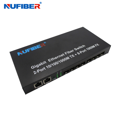 10/100/1000M μετατροπέας 8 λιμένων SFP+2 Rj45 λιμένων οπτικών ινών Ethernet MEDIA διακοπτών