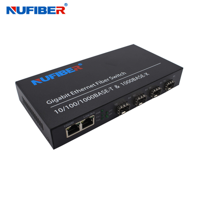 4 διακόπτης Gigabit Ethernet λιμένων 1000M έως 2 SFP με την περίπτωση σιδήρου