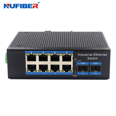 8 Θύρες POE Industrial Network Switch 2SFP 10 / 100 / 1000Mbps Full Gigabit Ethernet