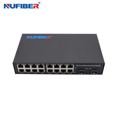 Διακόπτης DC12V Gigabit SFP Ethernet 16x10/100/1000M 2x1000M SFP UTP