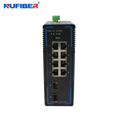 Ο βιομηχανικός βαθμός διαχειρίστηκε το διακόπτη 8 UTP που 2 Ethernet ράγα αυλακώσεων DIN SFP τοποθετούν 24V