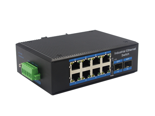 Βιομηχανικός διακόπτης 2 SFP Ethernet παροχή ηλεκτρικού ρεύματος μετατροπέων 24V ινών Gigabit λιμένων SFP 8 UTP
