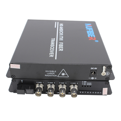 1080P τηλεοπτικός μετατροπέας 4 ενιαία ίνα SM 1310/1550nm FC ινών καναλιών για το CCTV