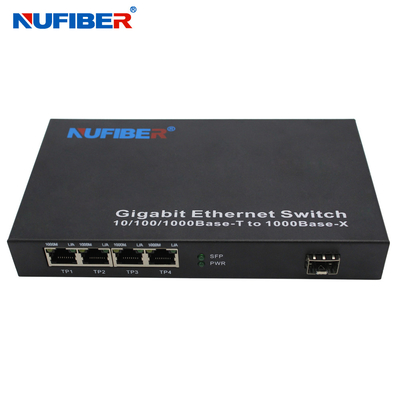 10/100/1000M μετατροπέας 4 λιμένων Rj45+1 SFP λιμένων οπτικών ινών Ethernet μέσων διακοπτών