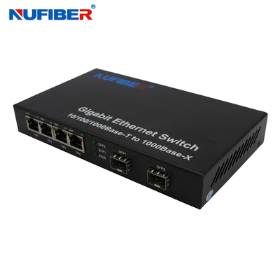 10/100/1000M μετατροπέας 4 λιμένων Rj45+2 SFP λιμένων οπτικών ινών Ethernet MEDIA διακοπτών